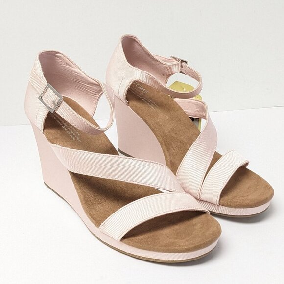 🆕 Toms Women's Pink Wedge Sandals New In Box 11 Wide - Picture 2 of 6
